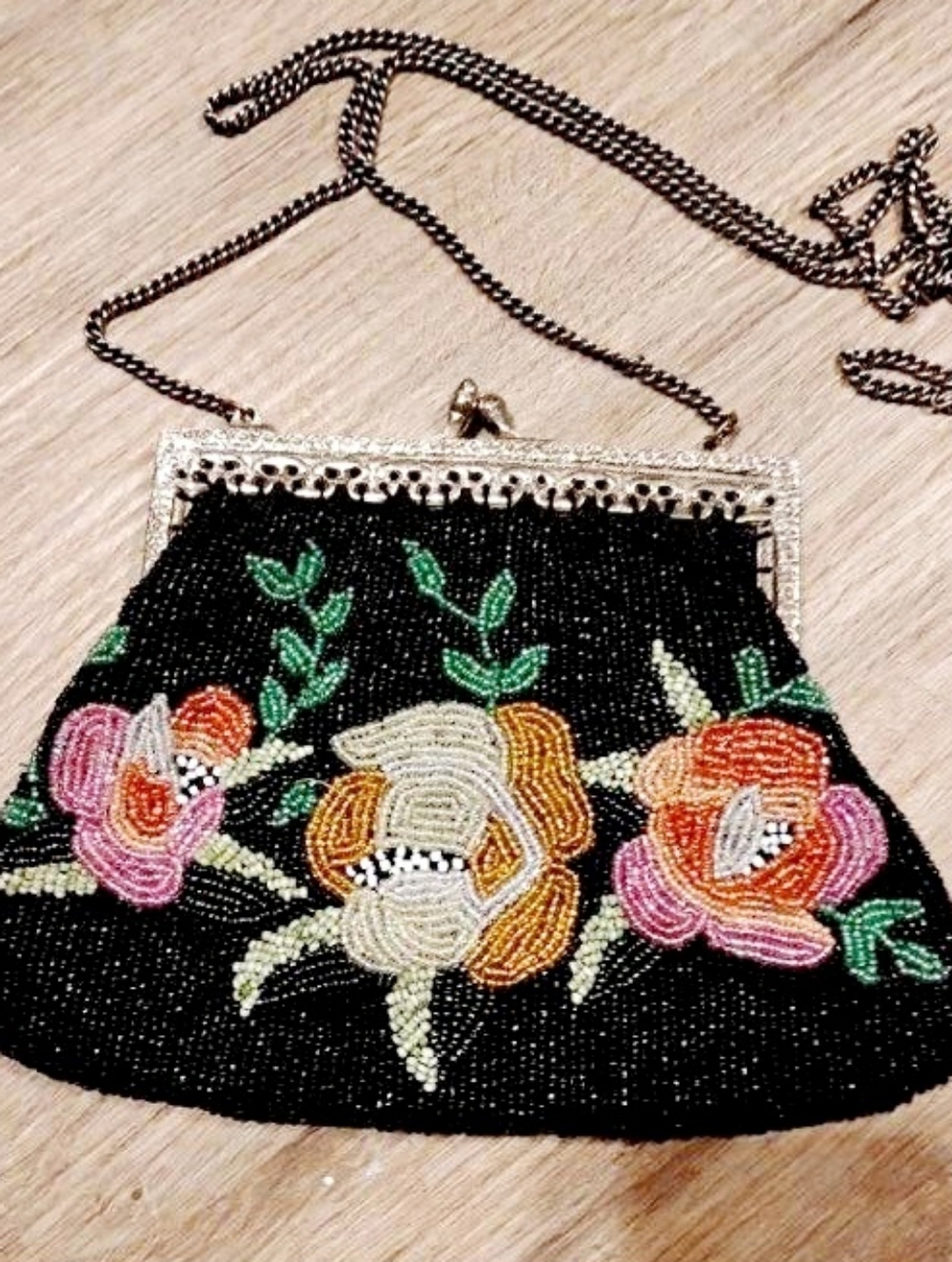 Rare Vintage Christiana Beaded Evening Bag - Lizard Clasp